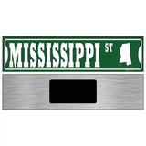 Mississippi St Silhouette Novelty Metal Street Sign 6" x 1.5" (KM)