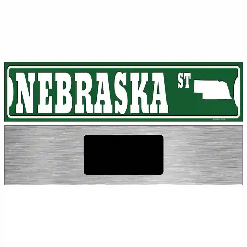 Nebraska St Silhouette Novelty Metal Street Sign 6" x 1.5" (KM)