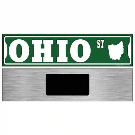 Ohio St Silhouette Novelty Metal Street Sign 6" x 1.5" (KM)