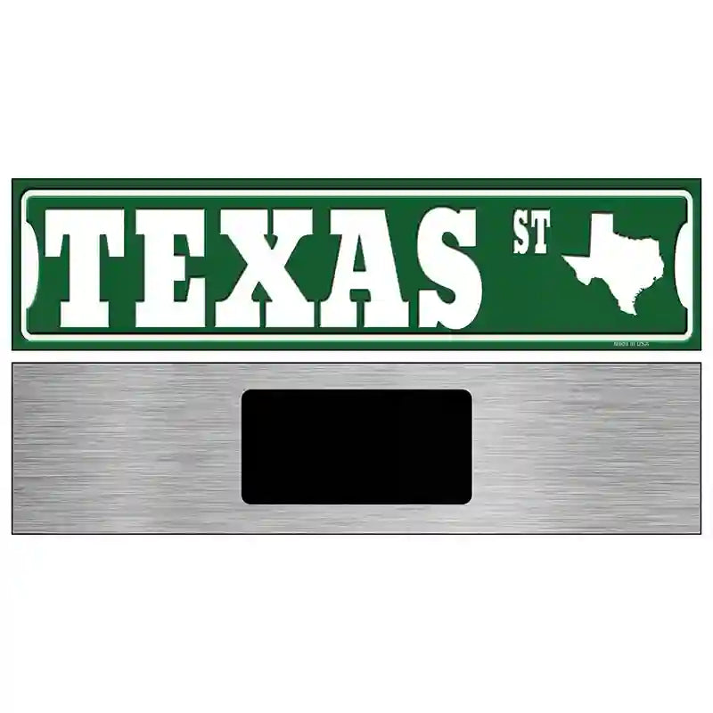 Texas St Silhouette Novelty Metal Street Sign 6" x 1.5" (KM)