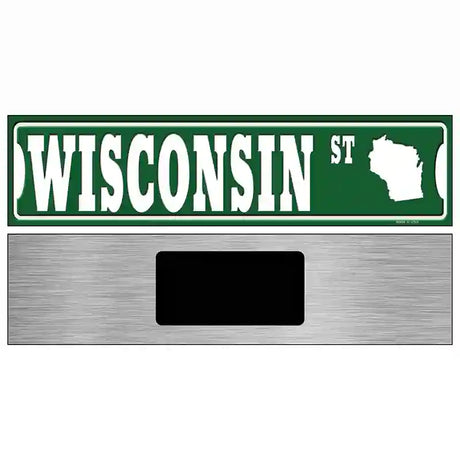 Wisconsin St Silhouette Novelty Metal Street Sign 6" x 1.5" (KM)