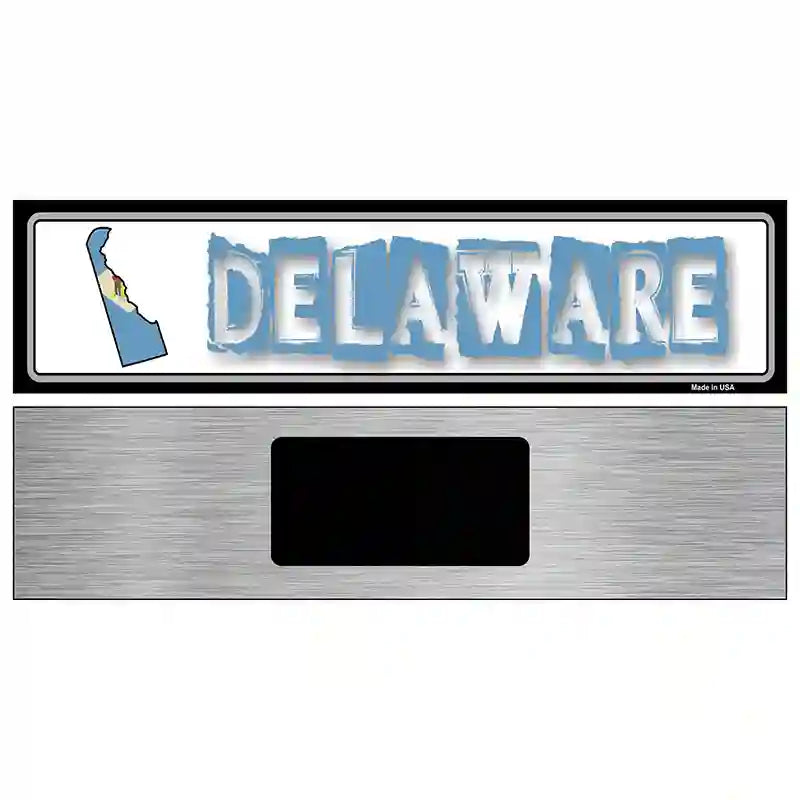 Delaware State Outline Novelty Metal Vanity Street Sign 6" x 1.5" (KM)