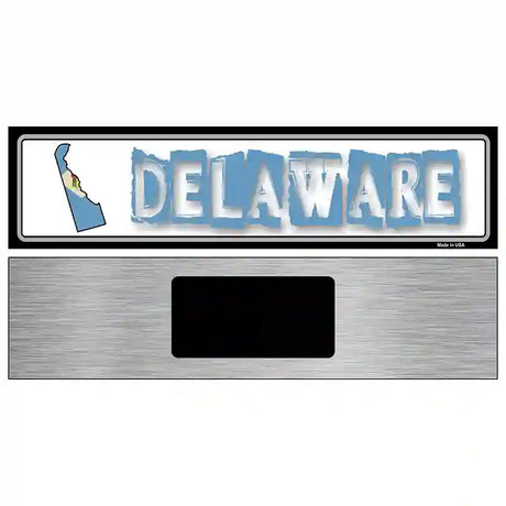 Delaware State Outline Novelty Metal Vanity Street Sign 6" x 1.5" (KM)