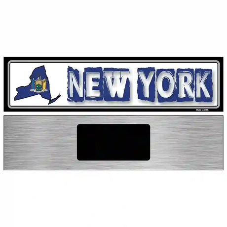 New York State Outline Novelty Metal Vanity Street Sign 6" x 1.5" (KM)