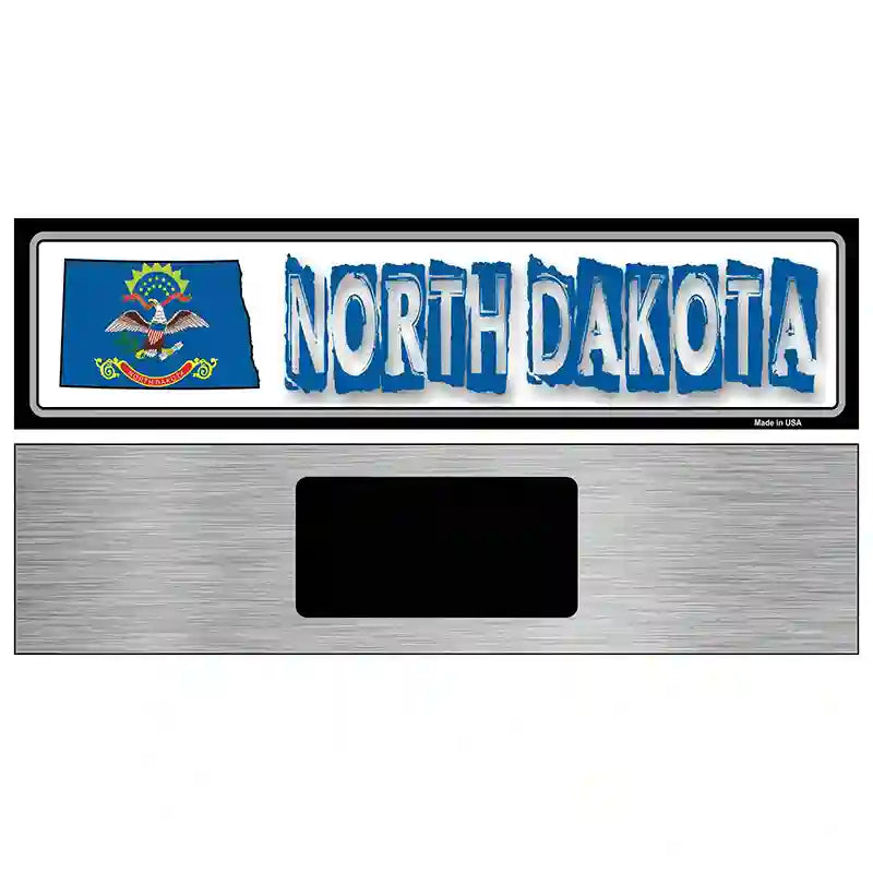 North Dakota State Outline Novelty Metal Vanity Street Sign 6" x 1.5" (KM)