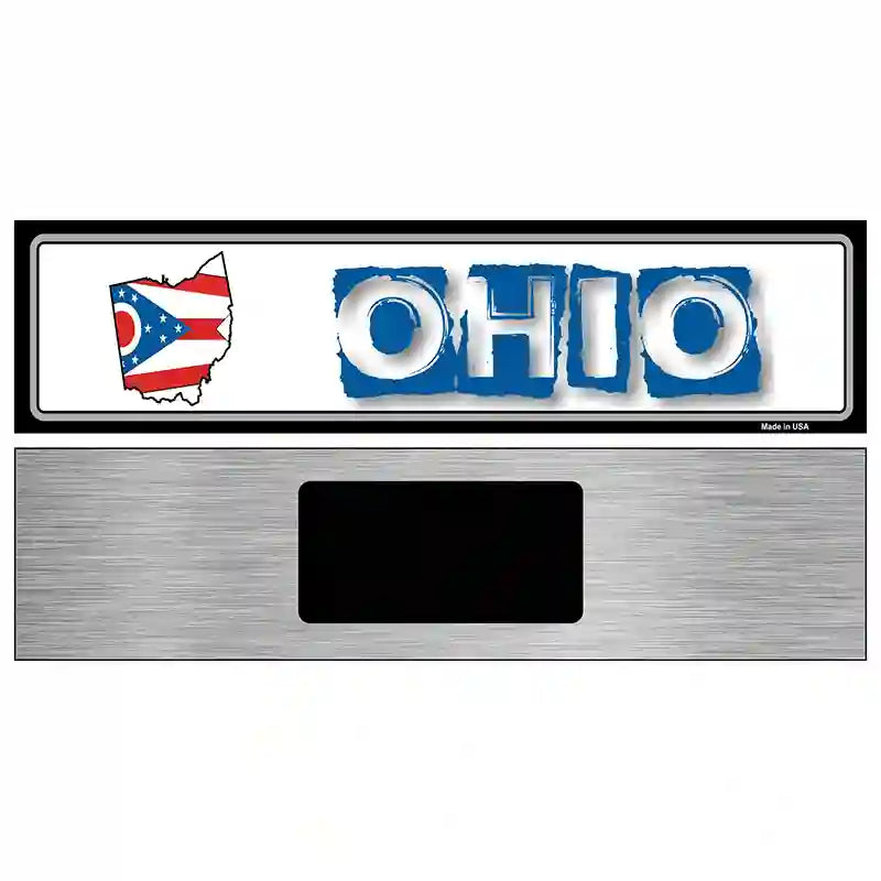 Ohio State Outline Novelty Metal Vanity Street Sign 6" x 1.5" (KM)