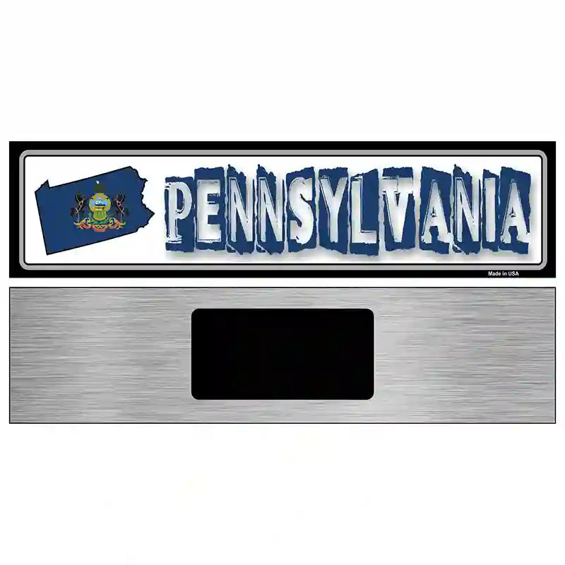 Pennsylvania State Outline Novelty Metal Vanity Street Sign 6" x 1.5" (KM)