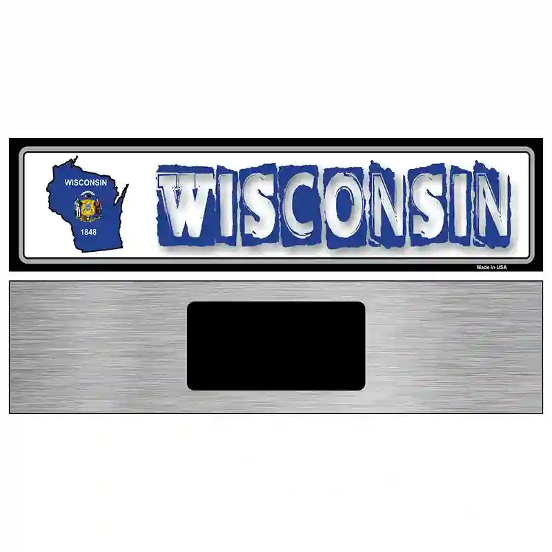 Wisconsin State Outline Novelty Metal Vanity Street Sign 6" x 1.5" (KM)