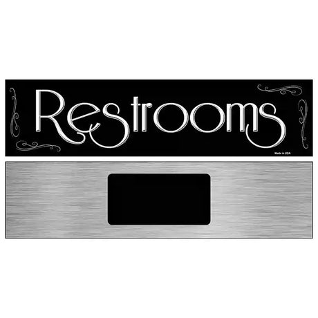 Restrooms Black Metal Novelty Street Sign 6" x 1.5" (KM)