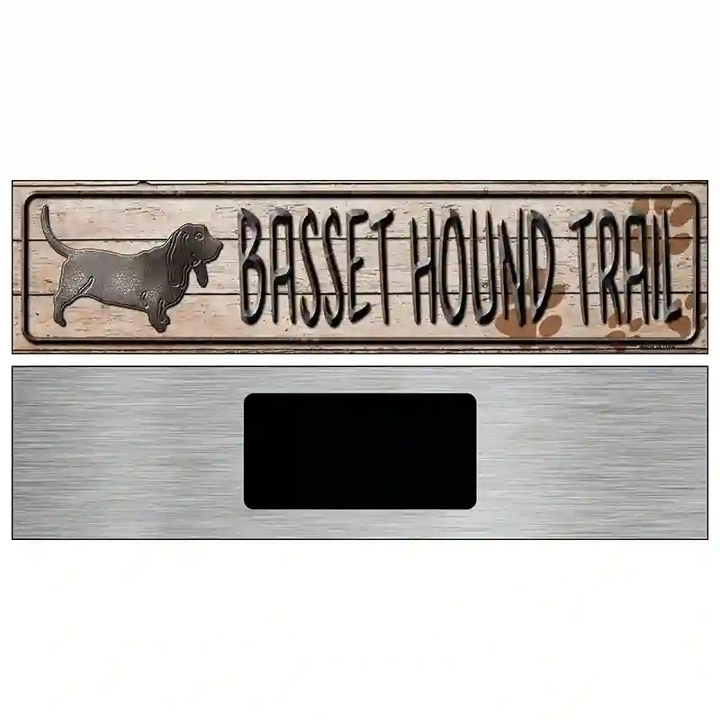 Basset Hound Trail Novelty Metal Street Sign 6" x 1.5" (KM)