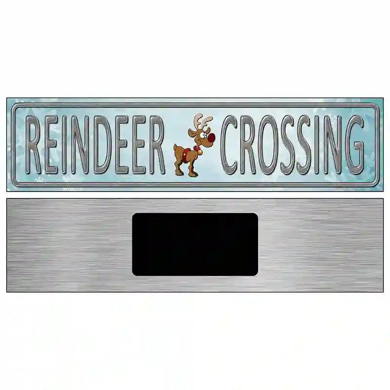 Reindeer Crossing Novelty Metal Street Sign 6" x 1.5" (KM)