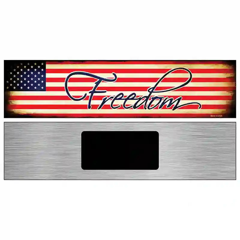 Freedom On American Flag Novelty Metal Street Sign 6" x 1.5" (KM)