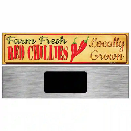 Farm Fresh Red Chillis Novelty Metal Street Sign 6" x 1.5" (KM)