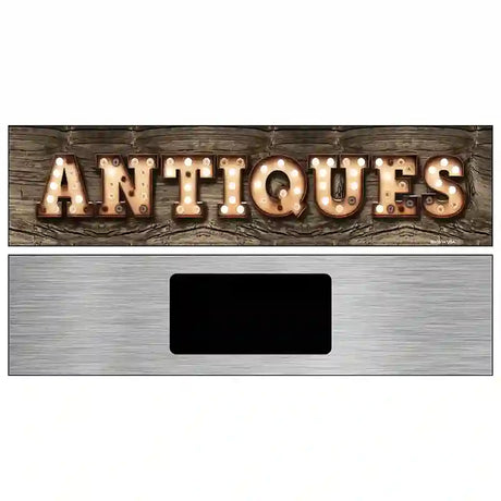 Antiques Bulb Lettering Novelty Metal Street Sign 6" x 1.5" (KM)