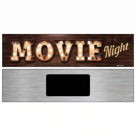 Movie Night Bulb Lettering Novelty Metal Street Sign 6" x 1.5" (KM)