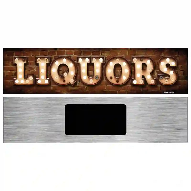 Liquors Bulb Lettering Novelty Metal Street Sign 6" x 1.5" (KM)