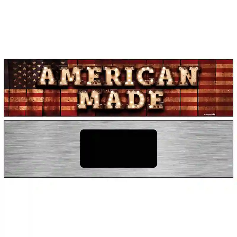 American Made Bulb Lettering American Flag Novelty Metal Street Sign 6" x 1.5" (KM)