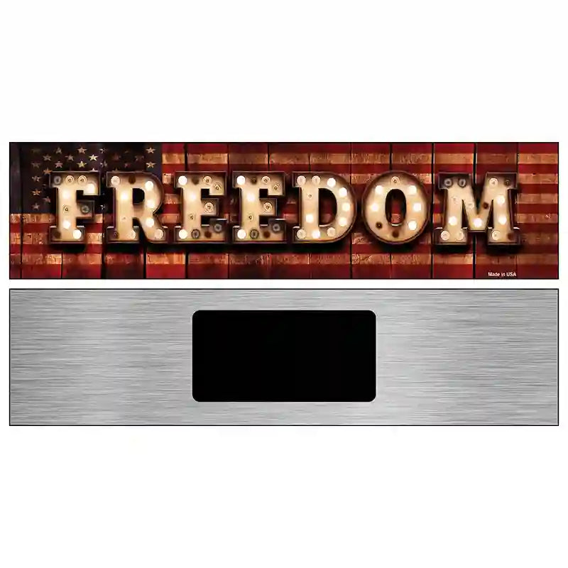 Freedom Bulb Lettering American Flag Novelty Metal Street Sign 6" x 1.5" (KM)