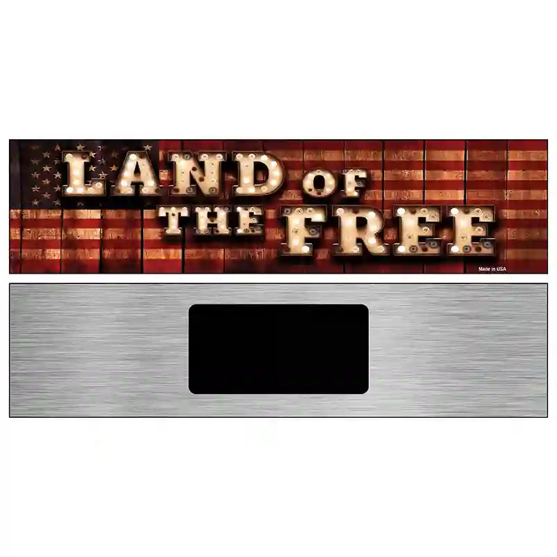 Land of the Free Bulb Lettering American Flag Novelty Metal Street Sign 6" x 1.5" (KM)