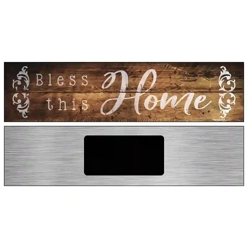 Bless This Home Wood Silhouette Novelty Metal Street Sign 6" x 1.5" (KM)