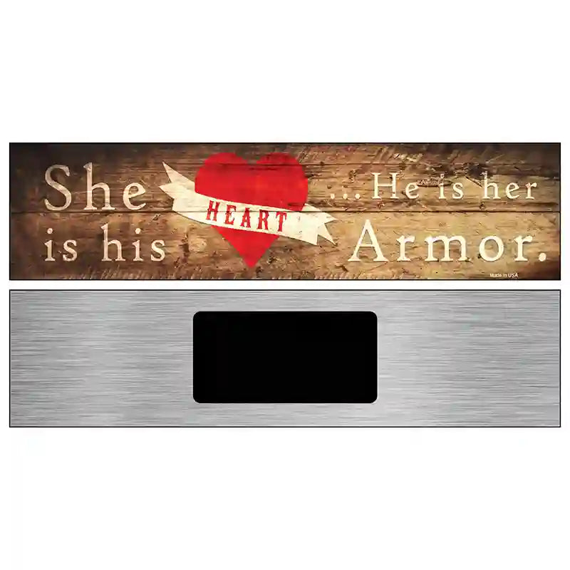 Heart and Armor Wood Silhouette Novelty Metal Street Sign 6" x 1.5" (KM)