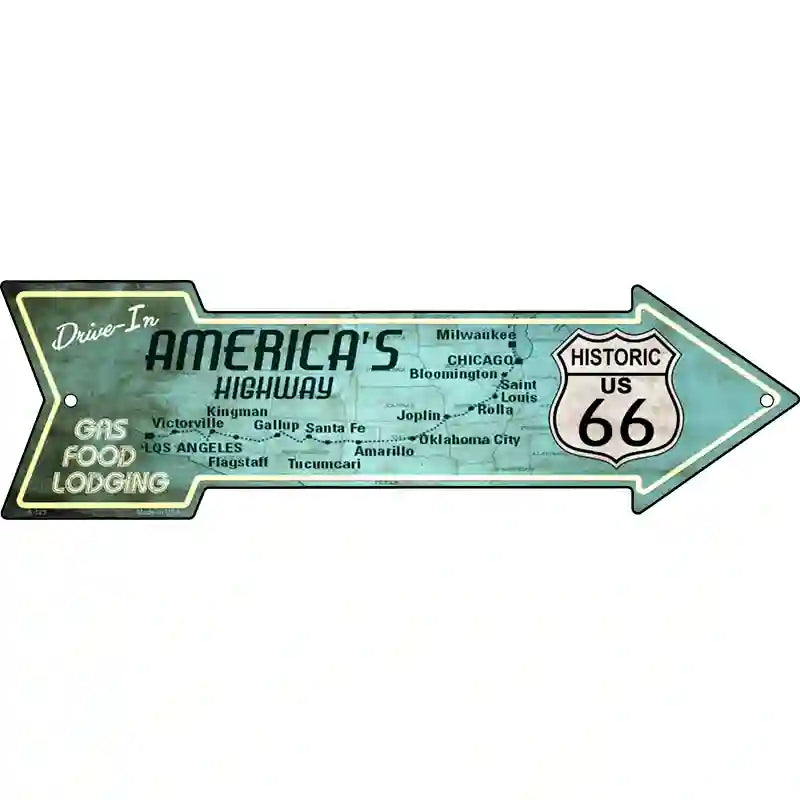 Americas Highway Drive In Novelty Metal Arrow Sign 23" x 7" (LA)