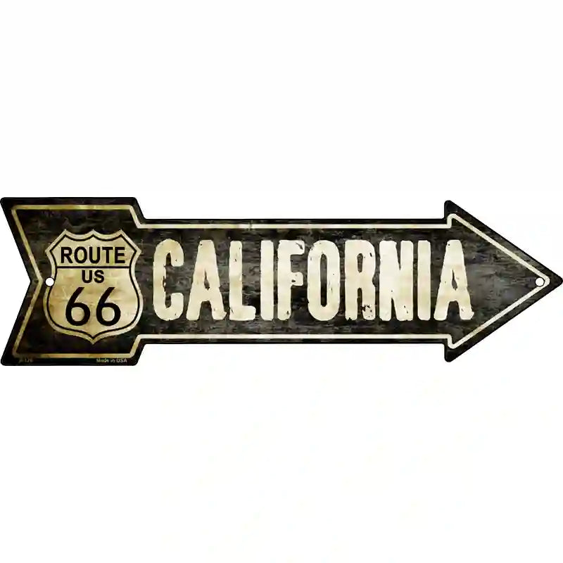 Vintage Route 66 California Novelty Metal Arrow Sign 23" x 7" (LA)