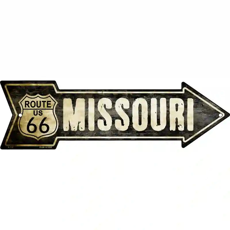 Vintage Route 66 Missouri Novelty Metal Arrow Sign 23" x 7" (LA)