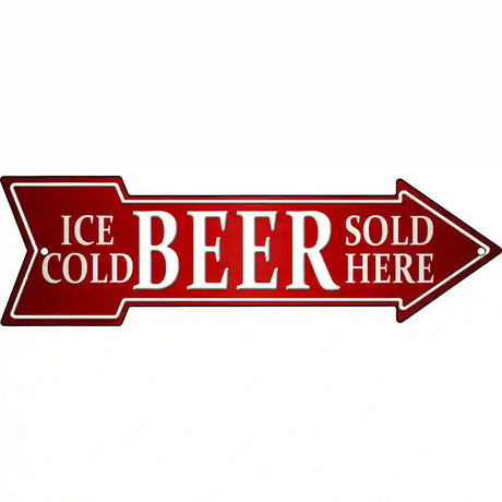 Ice Cold Beer Sold Here Novelty Metal Arrow Sign 23" x 7" (LA)