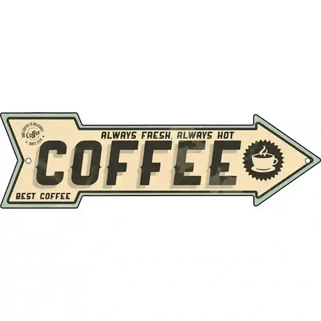 Coffee Novelty Metal Arrow Sign 23" x 7" (LA)