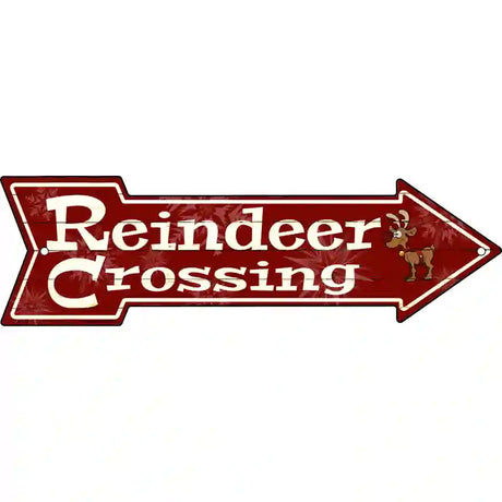 Reindeer Crossing Novelty Metal Arrow Sign 23" x 7" (LA)