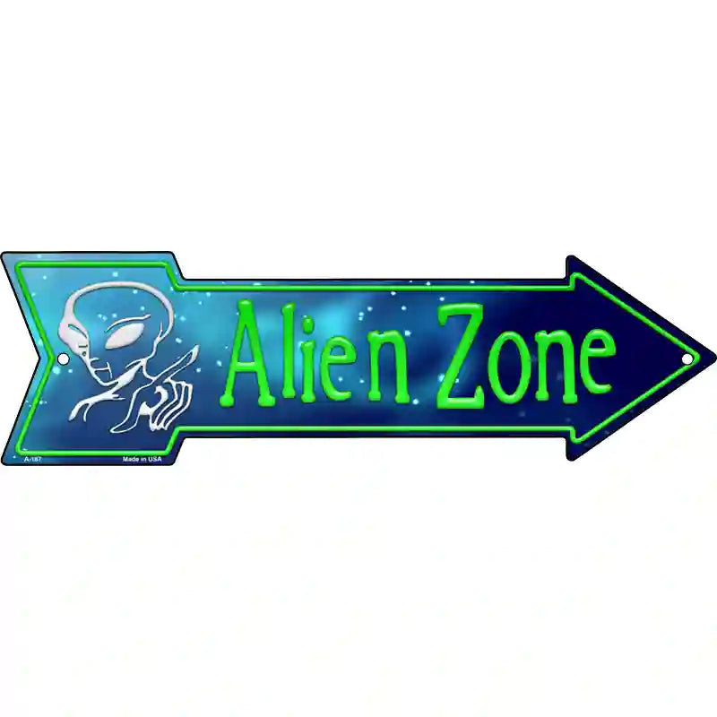 Alien Zone Novelty Metal Arrow Sign 23" x 7" (LA)