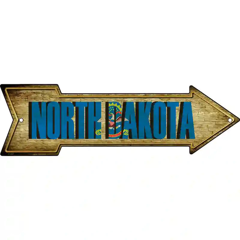 North Dakota Novelty Metal Arrow Sign 23" x 7" (LA)