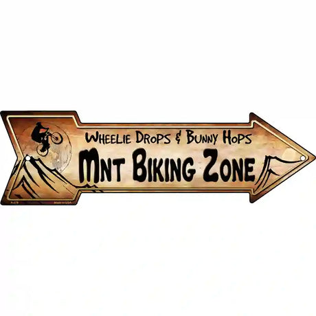 Mountain Biking Zone Novelty Metal Arrow Sign 23" x 7" (LA)