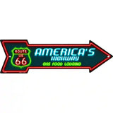 Route 66 Lodging Novelty Metal Arrow Sign 23" x 7" (LA)