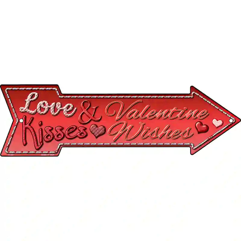 Love & Kisses Novelty Metal Arrow Sign 23" x 7" (LA)