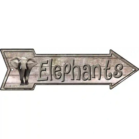 Elephants Novelty Metal Arrow Sign 23" x 7" (LA)