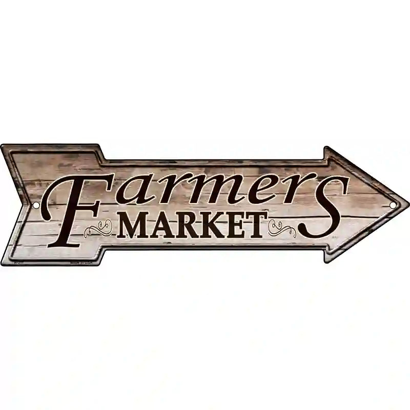 Farmers Market Novelty Metal Arrow Sign 23" x 7" (LA)