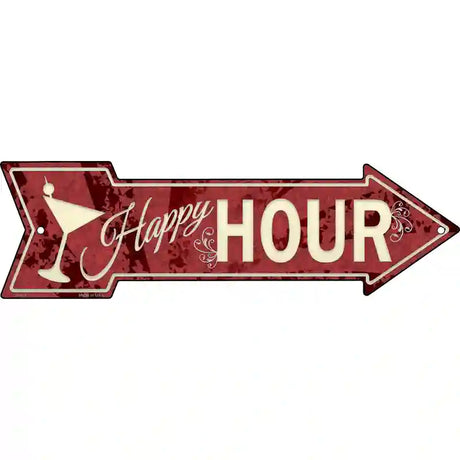 Happy Hour Novelty Metal Arrow Sign 23" x 7" (LA)