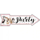 Dog Party Novelty Metal Arrow Sign 23" x 7" (LA)