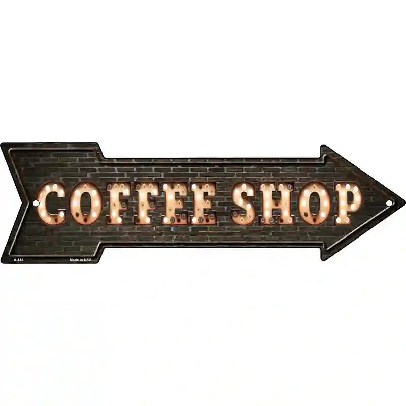 Coffee Shop Bulb Letters Novelty Metal Arrow Sign 23" x 7" (LA)