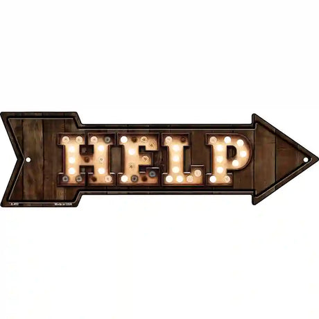 Help Bulb Letters Novelty Metal Arrow Sign 23" x 7" (LA)