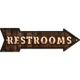 Restrooms Bulb Letters Novelty Metal Arrow Sign 23" x 7" (LA)