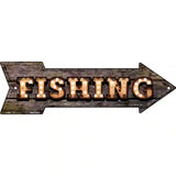 Fishing Bulb Letters Novelty Metal Arrow Sign 23" x 7" (LA)