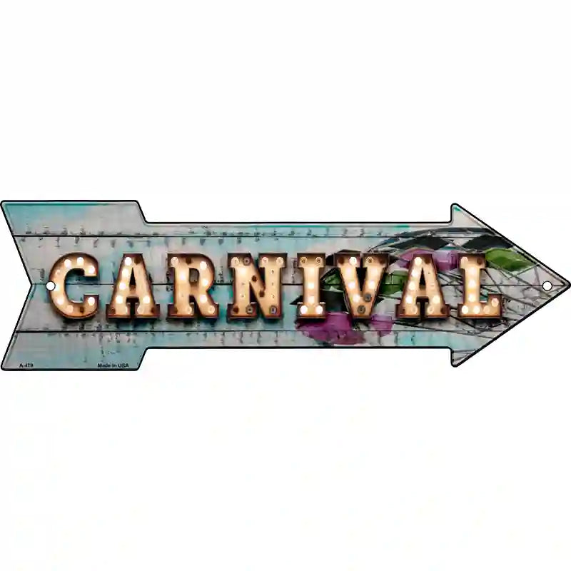 Carnival Bulb Letters Novelty Metal Arrow Sign 23" x 7" (LA)