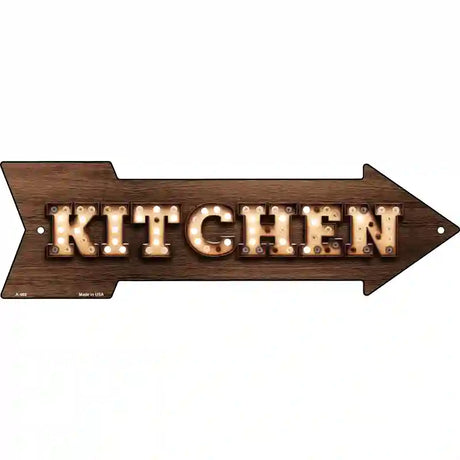 Kitchen Bulb Letters Novelty Metal Arrow Sign 23" x 7" (LA)