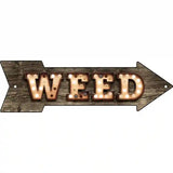 Weed Bulb Letters Novelty Metal Arrow Sign 23" x 7" (LA)