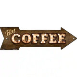 Hot Coffee Bulb Letters Novelty Metal Arrow Sign 23" x 7" (LA)