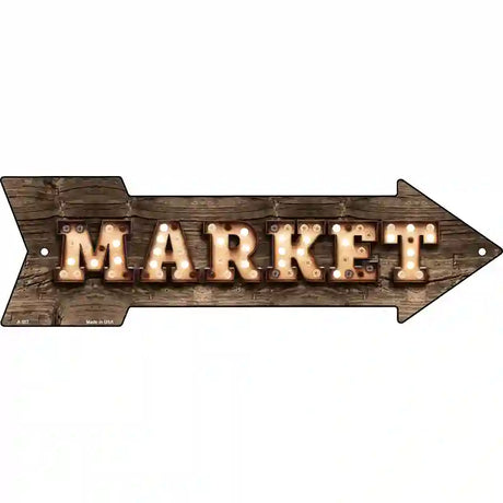 Market Bulb Letters Novelty Metal Arrow Sign 23" x 7" (LA)