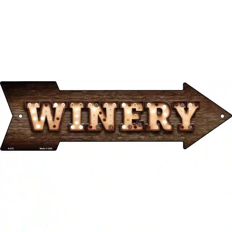 Winery Bulb Letters Novelty Metal Arrow Sign 23" x 7" (LA)